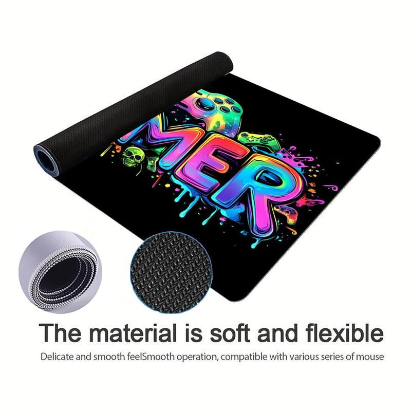 Large Gaming E-Sports Computer Thickened Fluorescent Mouse Pad, UV Reactive Non-Slip Mouse Pad, Rubber Material, Gaming Mouse Pads