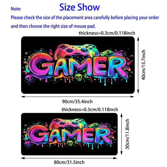 Large Gaming E-Sports Computer Thickened Fluorescent Mouse Pad, UV Reactive Non-Slip Mouse Pad, Rubber Material, Gaming Mouse Pads