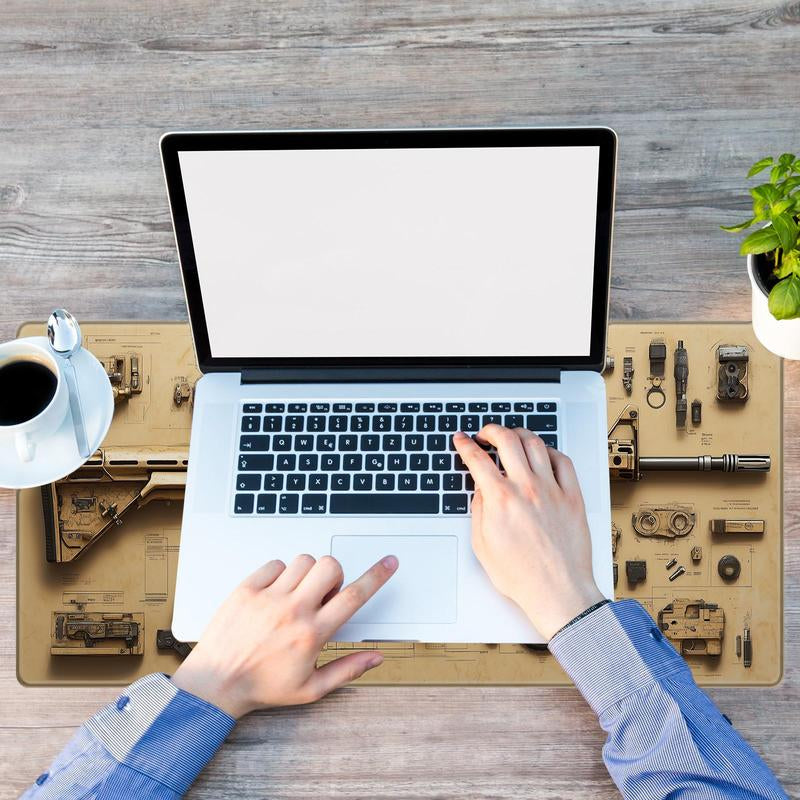 BHJLAXR Creative Gun Blueprint Design Mouse Pad, Anti-Slip Rubber Base Gaming Mouse Pad, Large Desk Keyboard Mouse Mat for Office & Home, Universal Mouse Pad