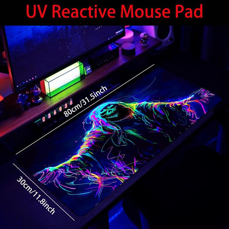 UV Reactive Non-Slip Mouse Pad, 1 Count Large Gaming E-Sports Computer Thickened Fluorescent Mouse Pad, Washable Rubber Material Mouse Pad for Gaming