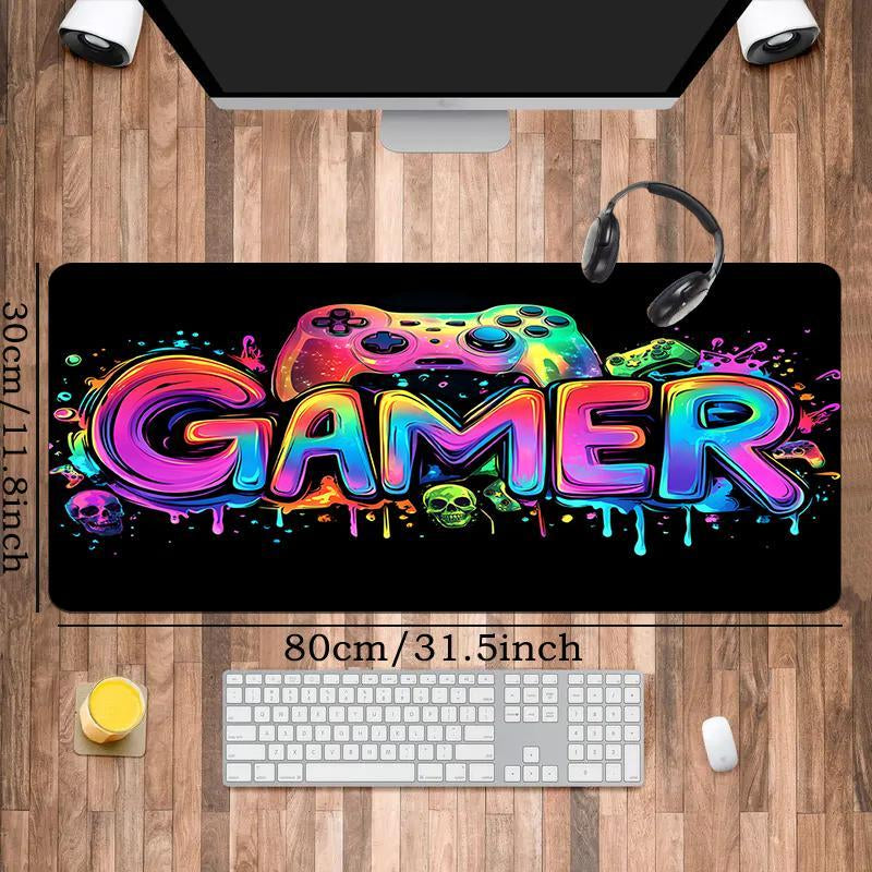 Large Gaming E-Sports Computer Thickened Fluorescent Mouse Pad, UV Reactive Non-Slip Mouse Pad, Rubber Material, Gaming Mouse Pads