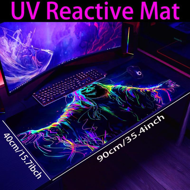 UV Reactive Non-Slip Mouse Pad, 1 Count Large Gaming E-Sports Computer Thickened Fluorescent Mouse Pad, Washable Rubber Material Mouse Pad for Gaming