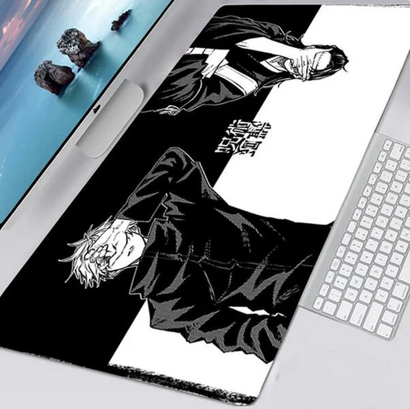 XL Gaming Mouse Pad Jujutsu Kaisen Gojo X Geto, 27.56" X 11.81" Anti-Slip, Tight Seam, Printed Cloth Fabric Front, Natural Rubber Back.