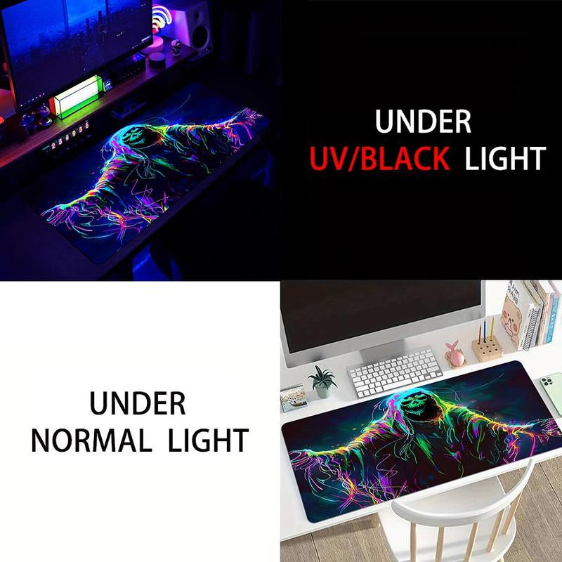 UV Reactive Non-Slip Mouse Pad, 1 Count Large Gaming E-Sports Computer Thickened Fluorescent Mouse Pad, Washable Rubber Material Mouse Pad for Gaming