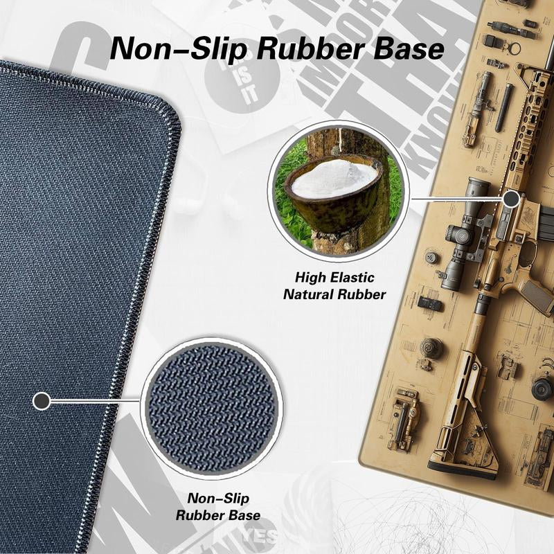 BHJLAXR Creative Gun Blueprint Design Mouse Pad, Anti-Slip Rubber Base Gaming Mouse Pad, Large Desk Keyboard Mouse Mat for Office & Home, Universal Mouse Pad