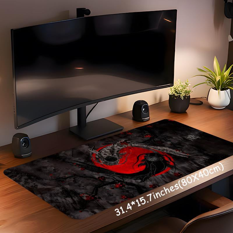 Japanese Koi Fish Pattern Mouse Pad, Rectangle Gaming Mouse Pad, Non-Slip Rubber Pad, Aesthetic Desktop Decoration Protective Pad for Home, Office, Desktop Accessory