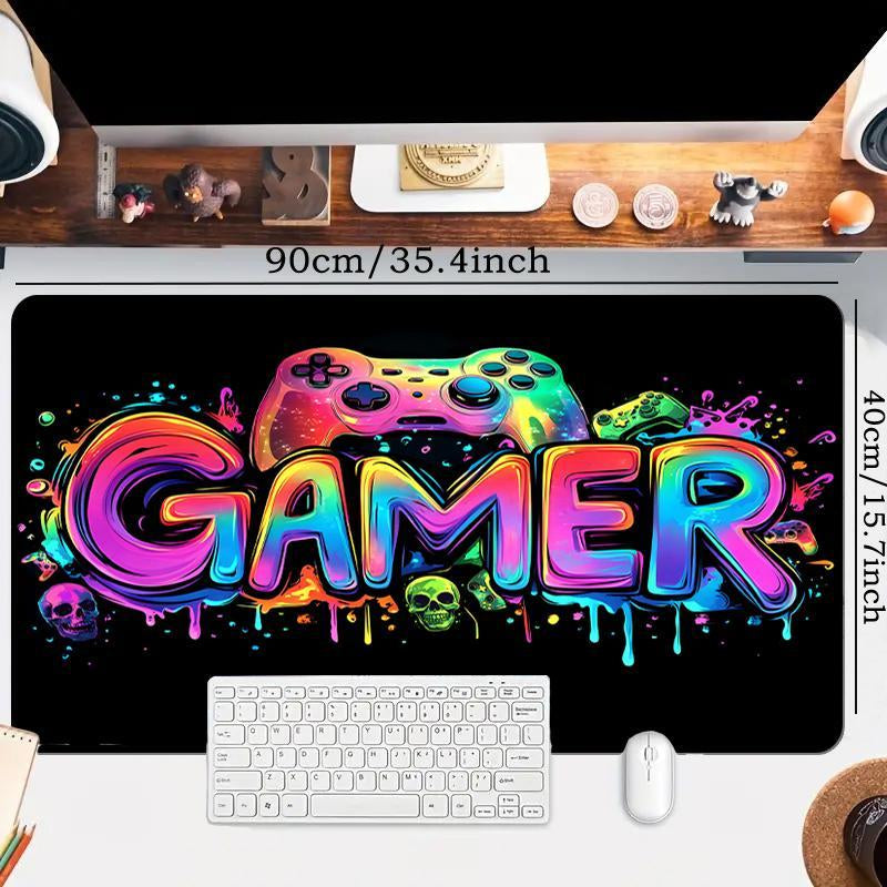 Large Gaming E-Sports Computer Thickened Fluorescent Mouse Pad, UV Reactive Non-Slip Mouse Pad, Rubber Material, Gaming Mouse Pads