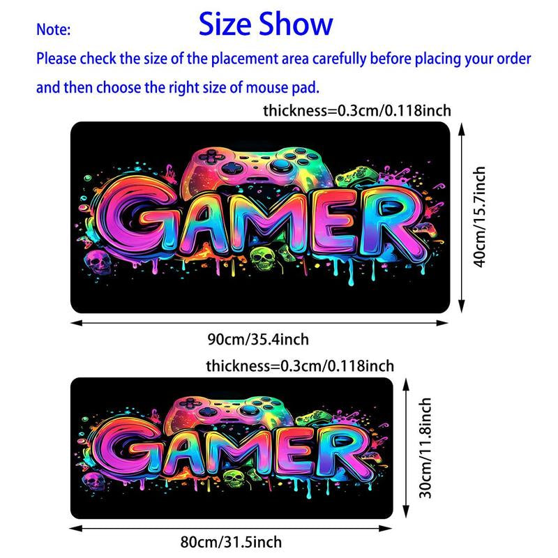 Large Gaming E-Sports Computer Thickened Fluorescent Mouse Pad, UV Reactive Non-Slip Mouse Pad, Rubber Material, Gaming Mouse Pads